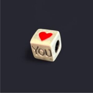 Heart Cube Sterling Silver Charm for Pandora Bracelet